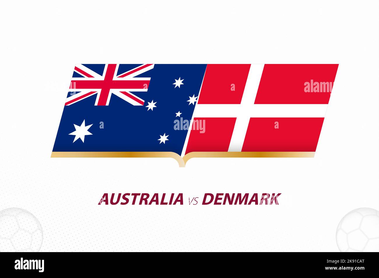 Australia vs Danimarca in Football Competition, Gruppo A. contro icona sullo sfondo del calcio. Icona Sport Vector. Illustrazione Vettoriale