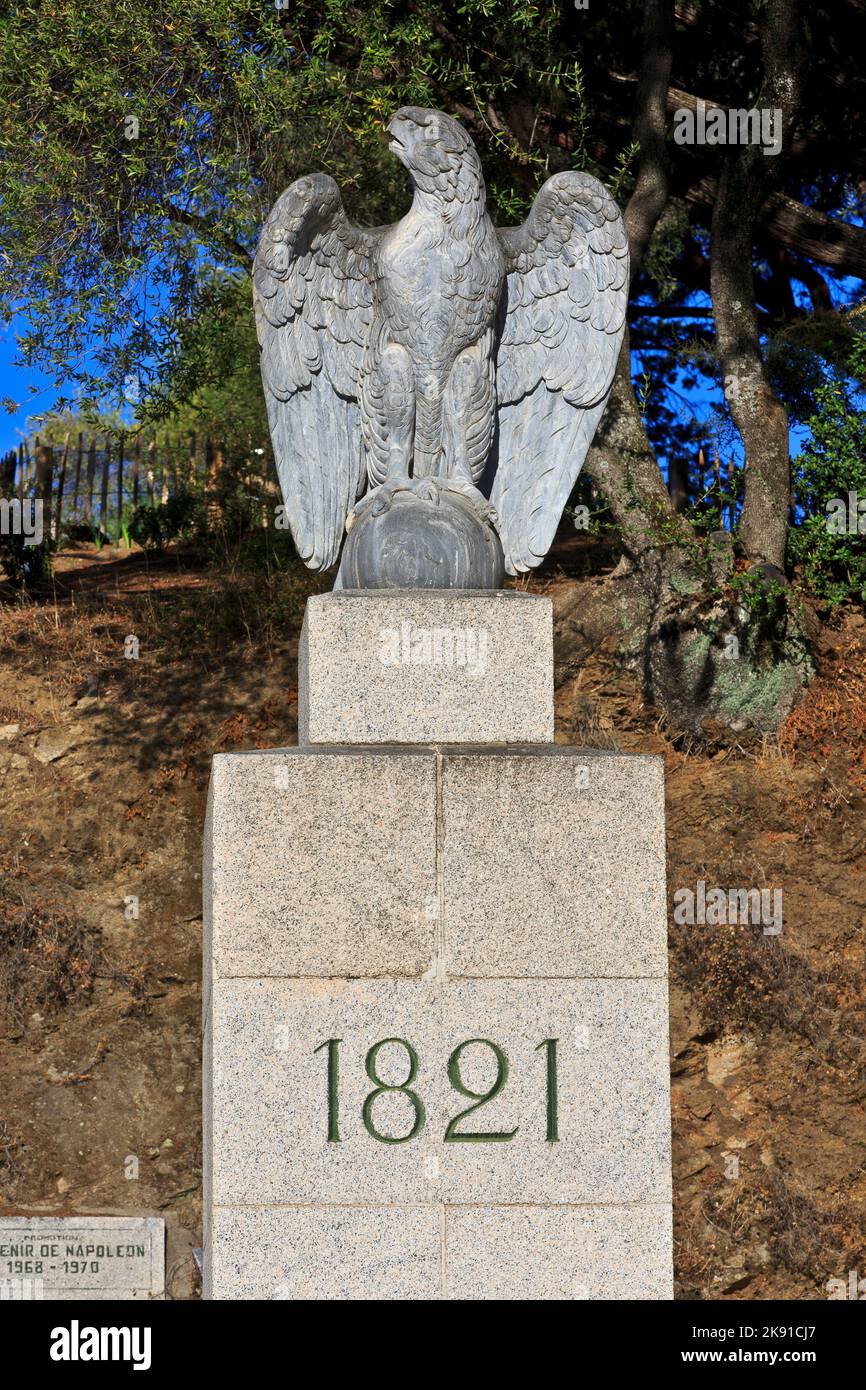 L'aquila imperiale francese in cima all'anno della morte di Napoleone i (1769-1821), imperatore dei francesi, ad Ajaccio (Corse-du-Sud), Francia Foto Stock