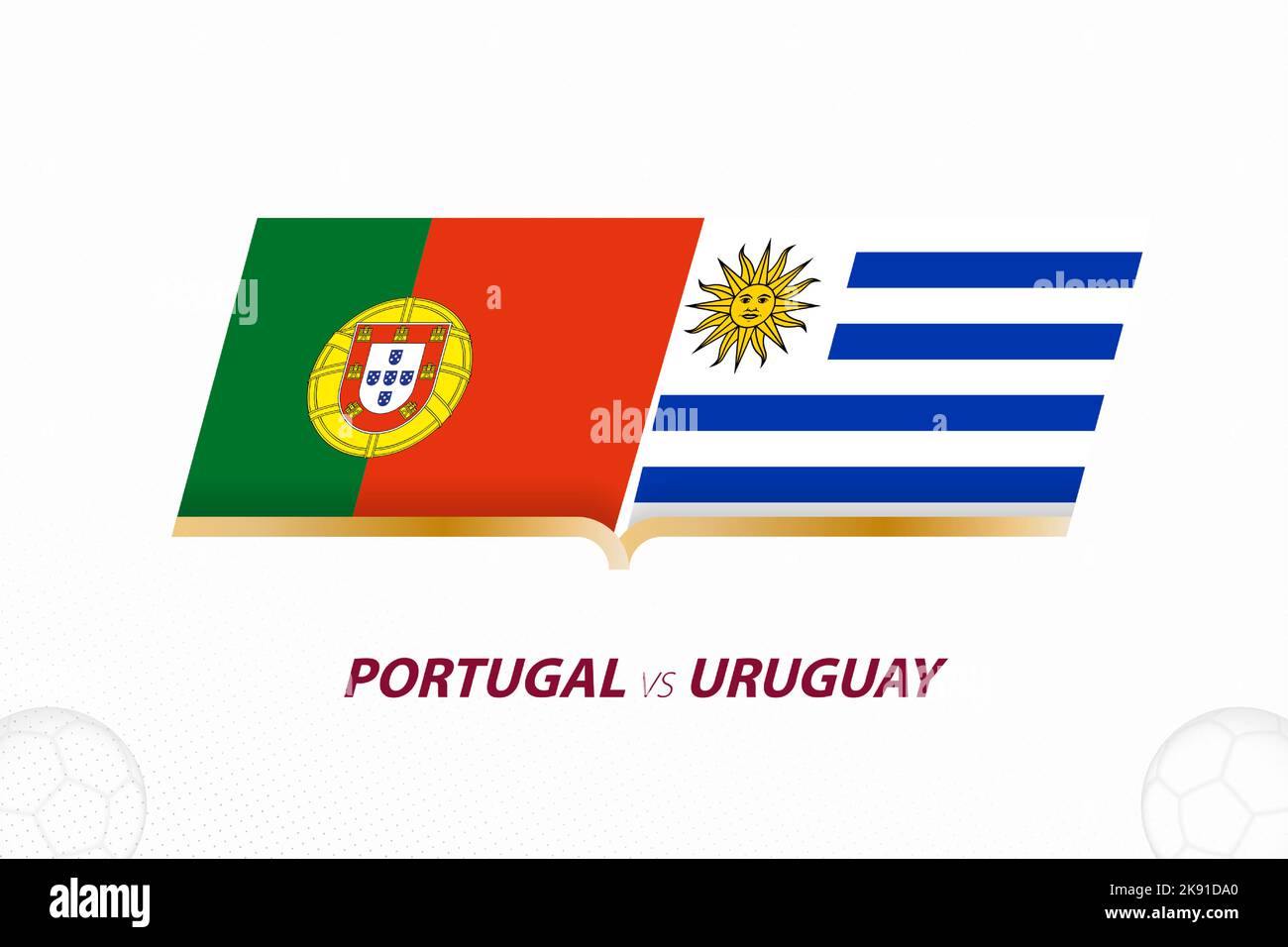 Portogallo vs Uruguay in Football Competition, Gruppo A. contro icona su sfondo calcistico. Icona Sport Vector. Illustrazione Vettoriale