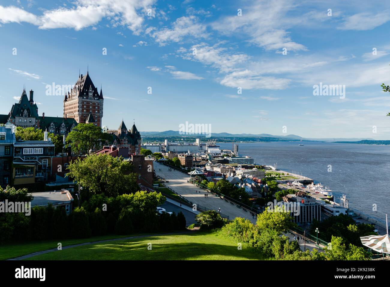 Chateau Frontenac e il fiume San Lorenzo, Quebec City, Quebec, Canada Foto Stock