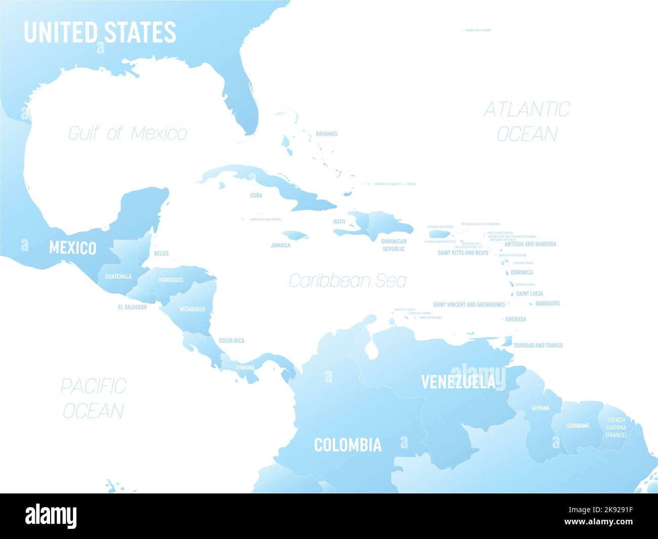 America Centrale Mappa politica dettagliata con le labili Illustrazione Vettoriale