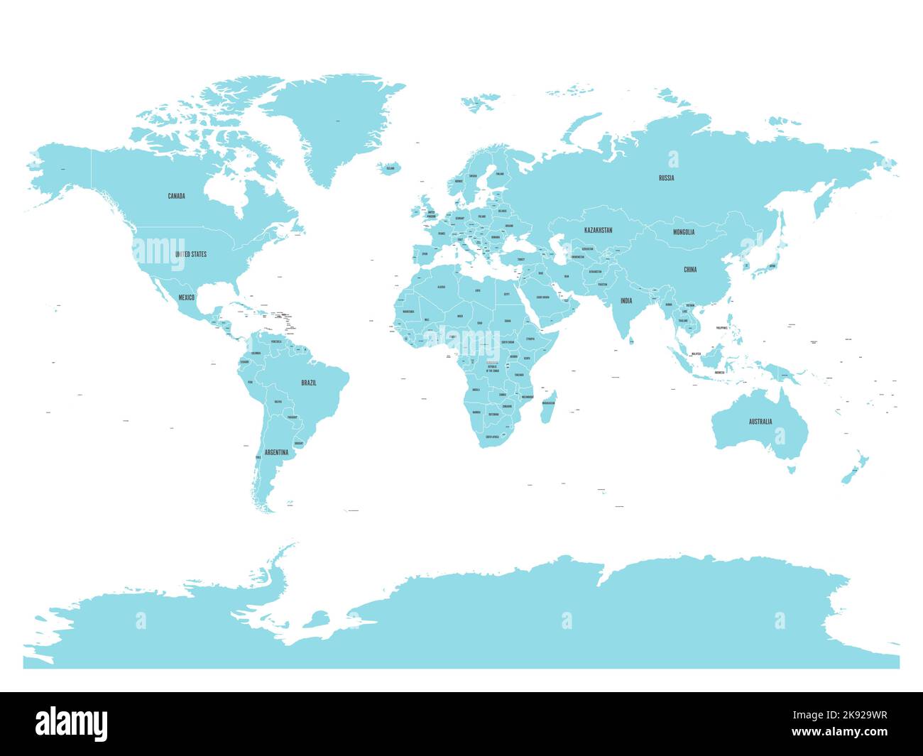 Mappa politica del mondo con in blu. Illustrazione vettoriale Illustrazione Vettoriale