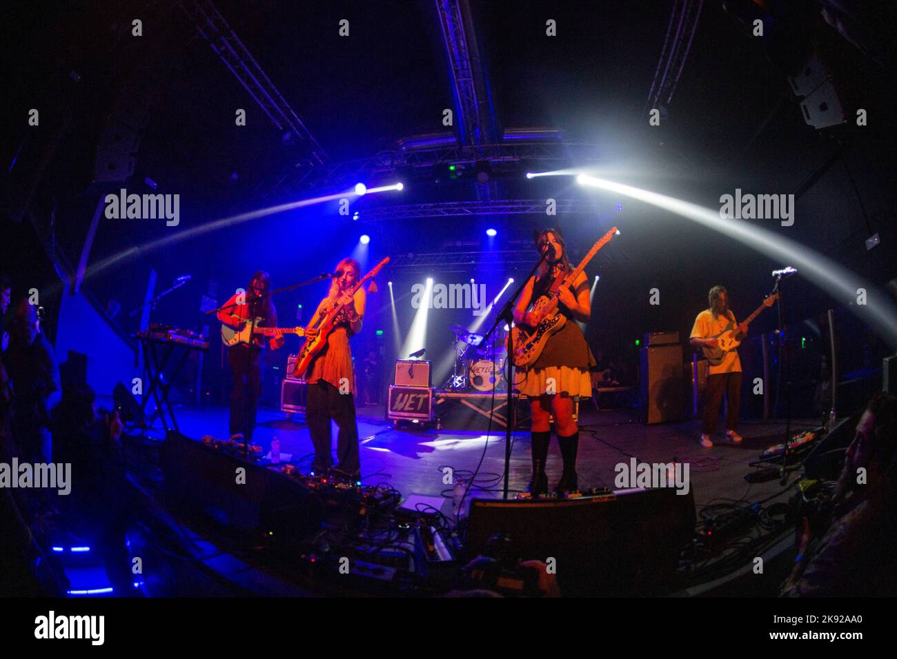 Gamba bagnata in concerto ai magazzini generali di Milano. Foto di Davide Merli per www.rockon.it Foto Stock