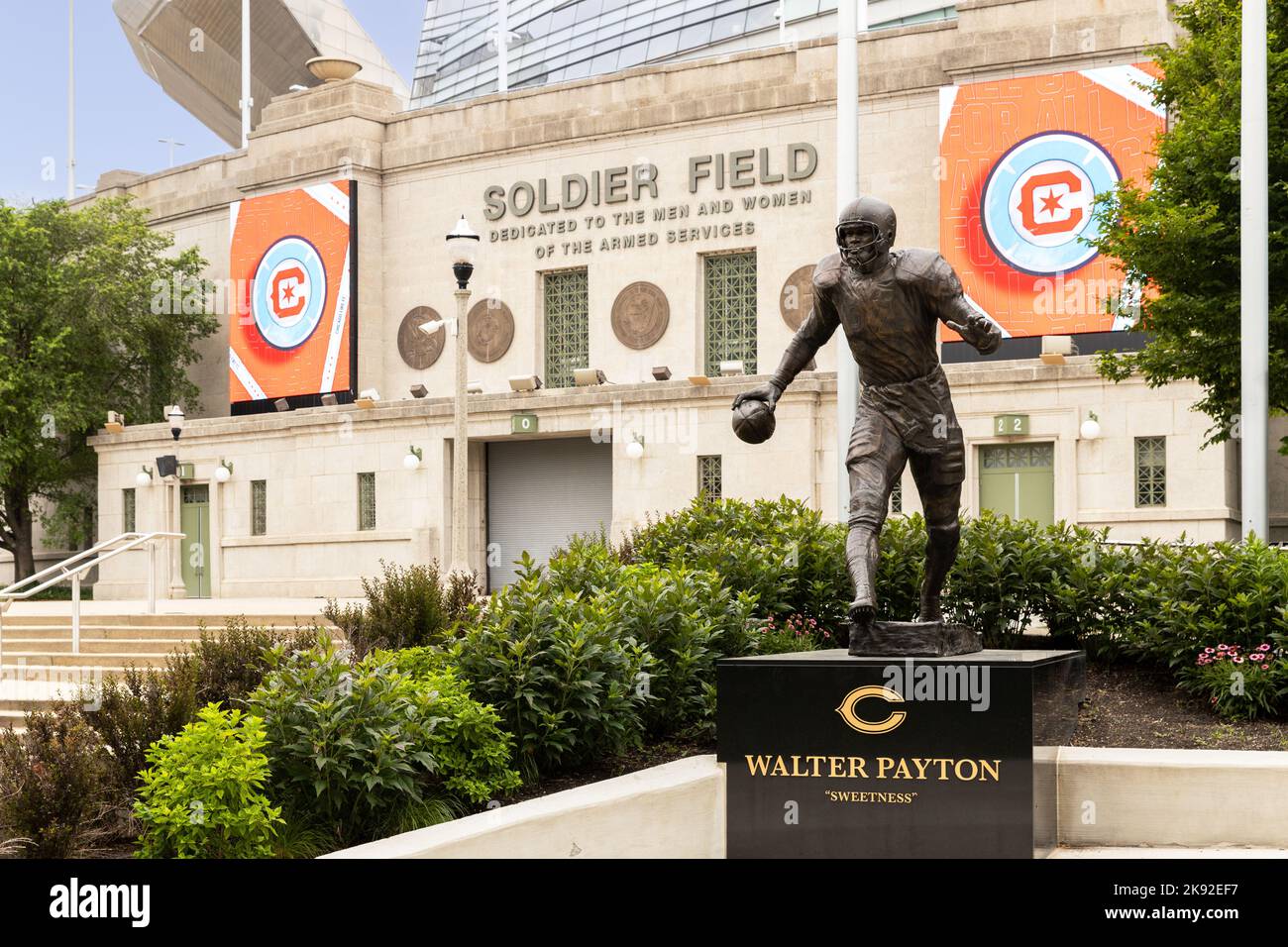 Soldier Field ospita i Chicago Bears e appartiene al Chicago Park District. Foto Stock