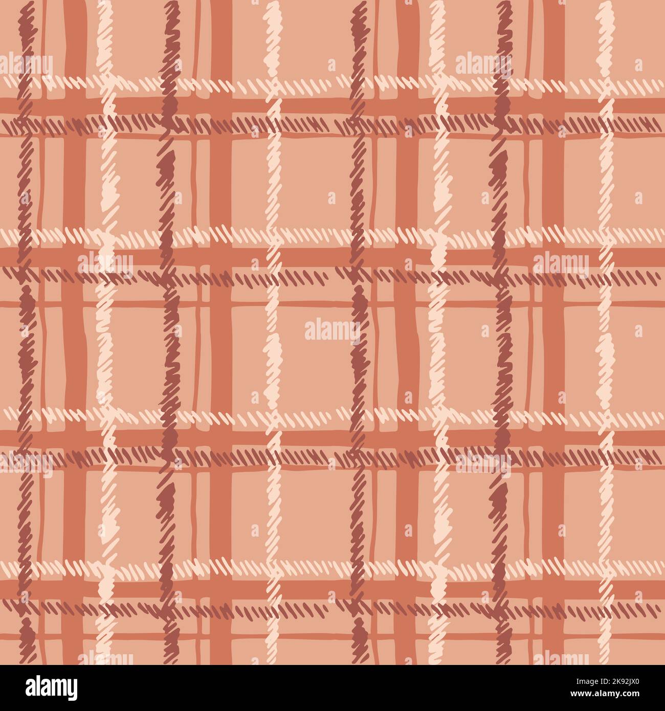 Motivo senza giunture vettoriale a scacchi. Disegno a mano vettoriale tovaglia texture. Ideale per etichette, stampe, confezioni e tessuti. Illustrazione Vettoriale