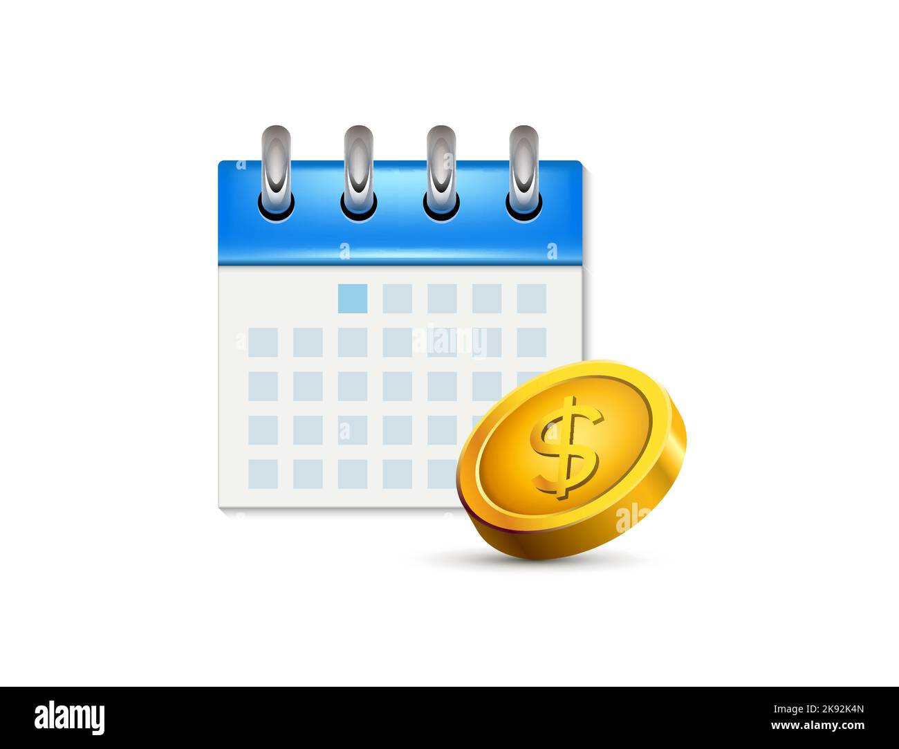 Abbonamento pagamento calendario tassa annuale pulsante. Abbonamento abbonamento banca prezzo denaro stipendio automatico. Illustrazione Vettoriale