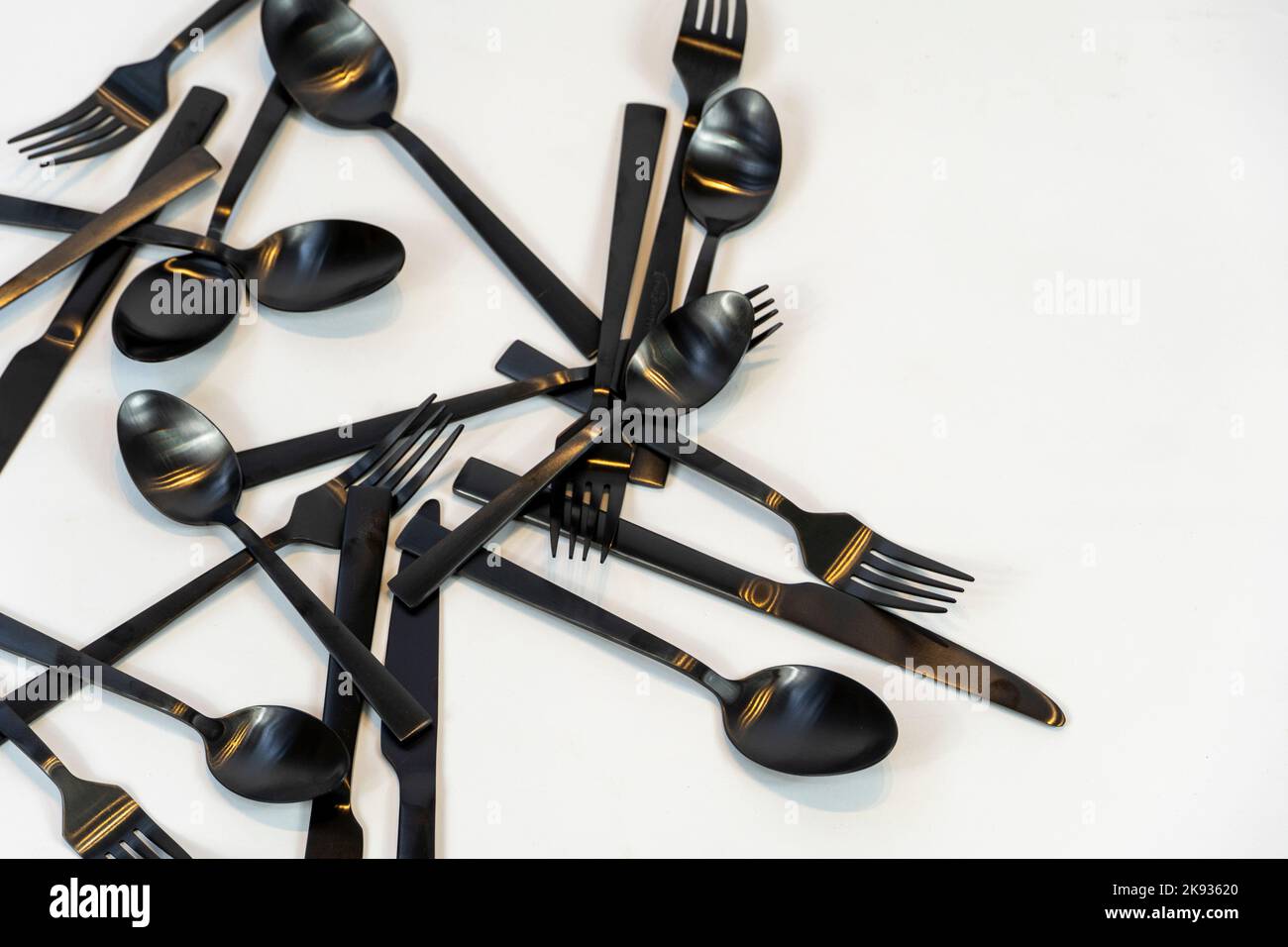 cucchiai da cucina e coltelli in metallo nero, messico Foto Stock