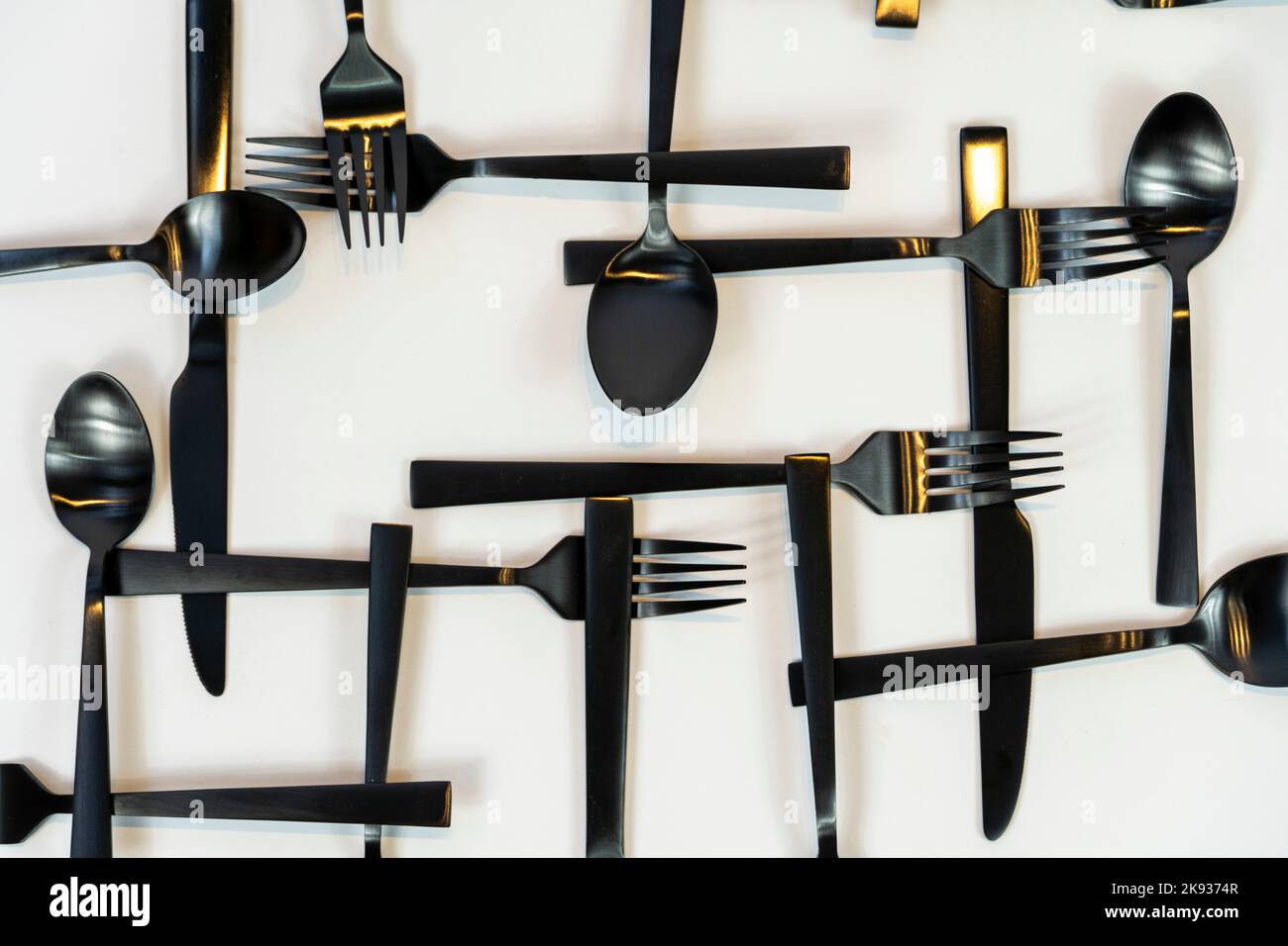 cucchiai da cucina e coltelli in metallo nero, messico Foto Stock