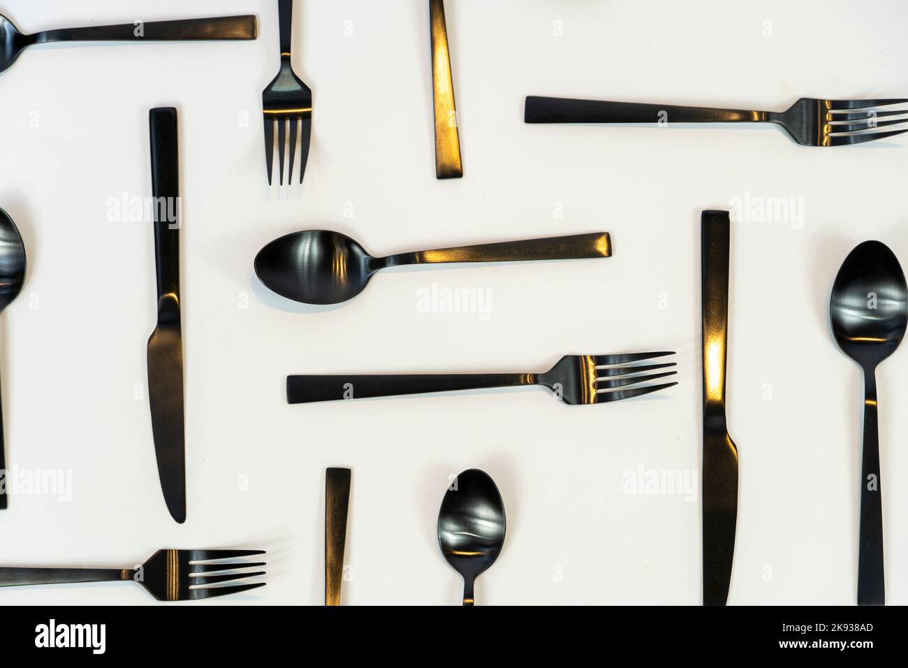 cucchiai da cucina e coltelli in metallo nero, messico Foto Stock