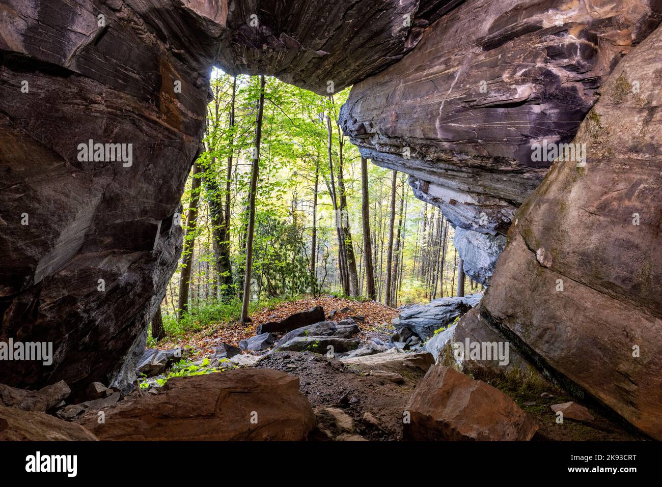 Grotta vicino a Catheys Creek - Pisgah National Forest, vicino a Brevard, North Carolina, Stati Uniti Foto Stock