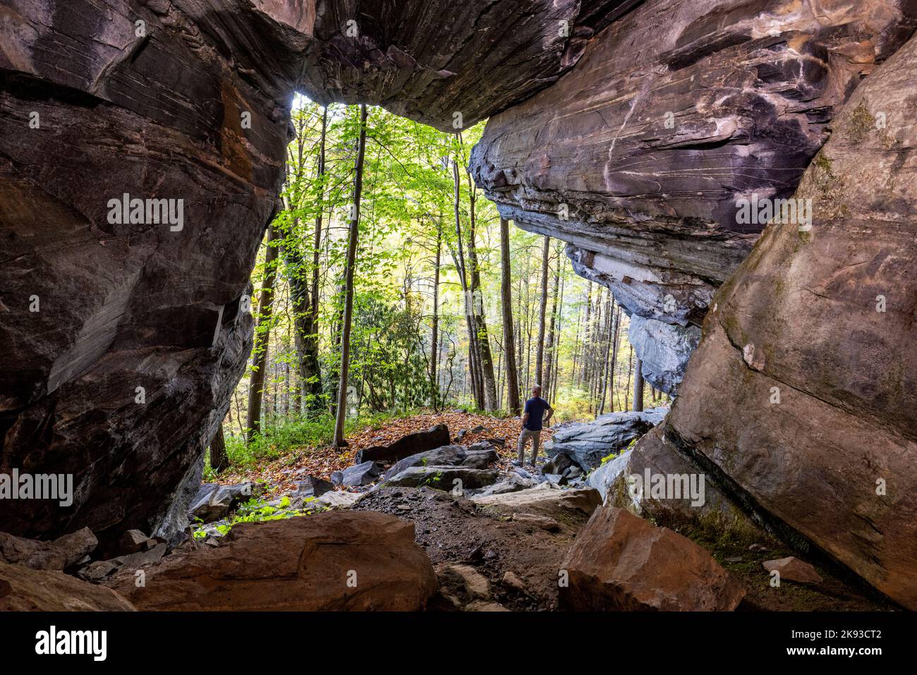 Grotta vicino a Catheys Creek - Pisgah National Forest, vicino a Brevard, North Carolina, Stati Uniti Foto Stock