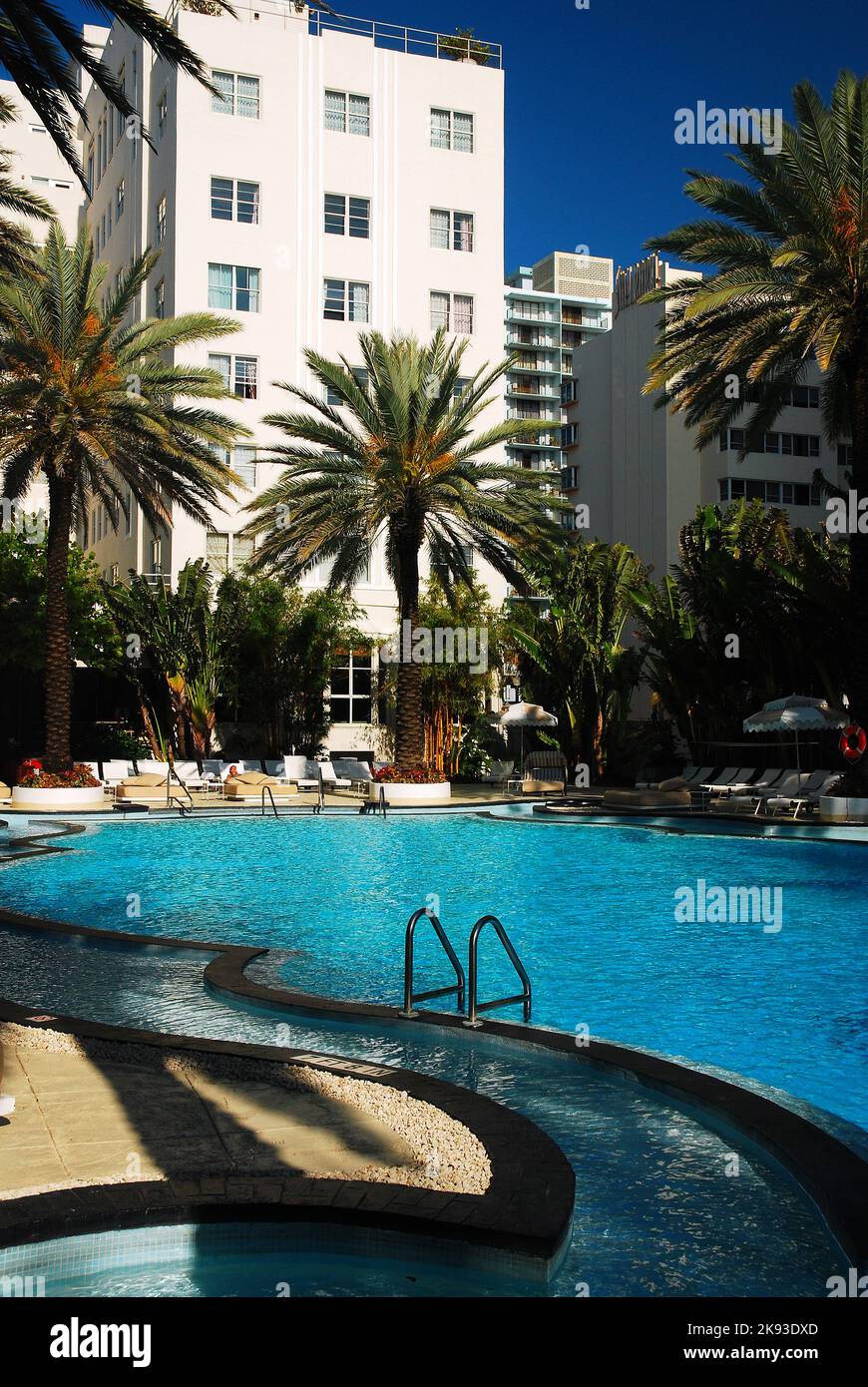 Poolsiode al Raleigh Hotel, Miami Beach Foto Stock