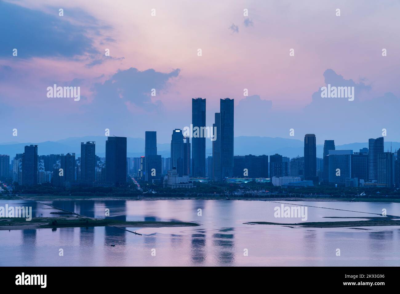Tramonto nella città in Cina Foto Stock
