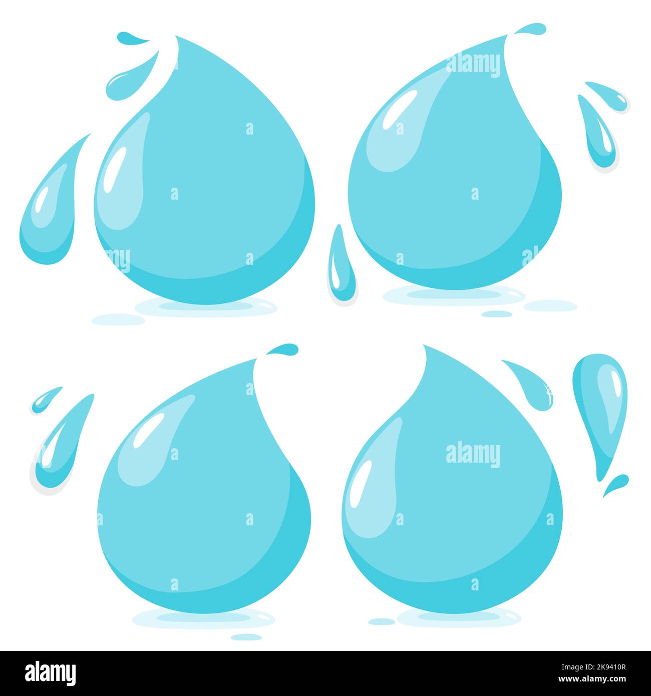 Gocce d'acqua su sfondo bianco. Foto Stock