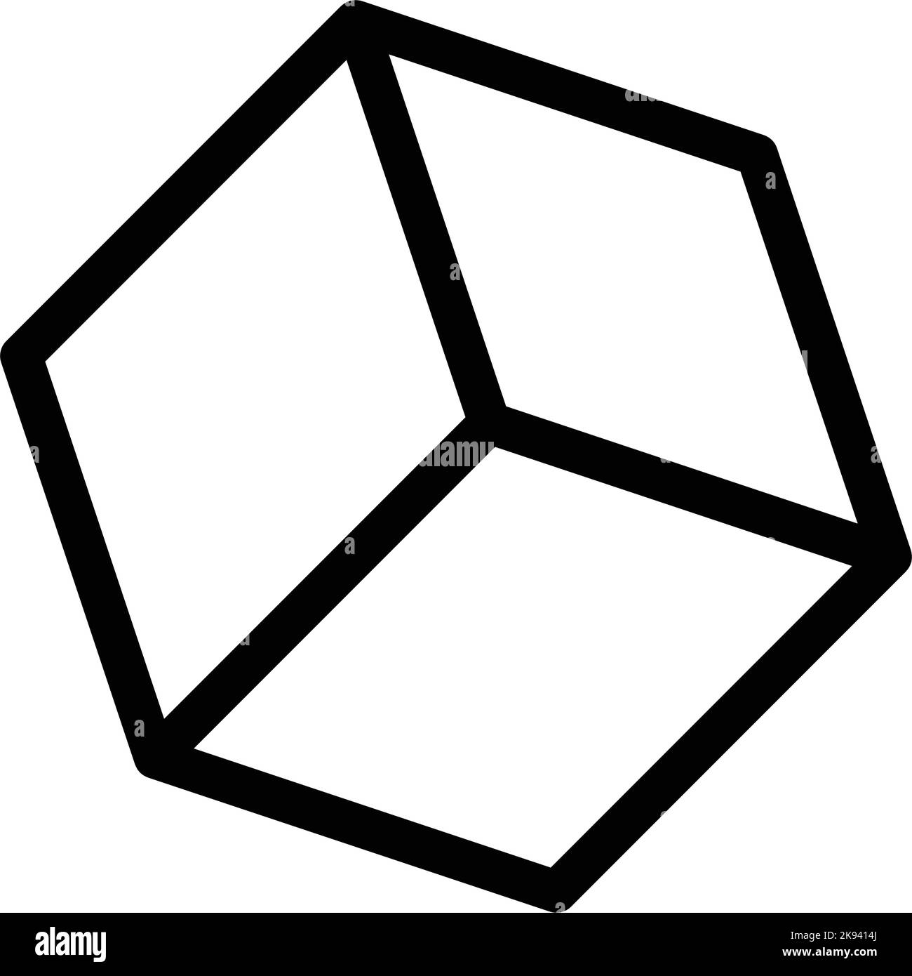 Icona cubo, elemento vettore forma cuboide per bambini prescolare, asilo e Montessori per attività matematiche in illustrazione vettoriale Illustrazione Vettoriale