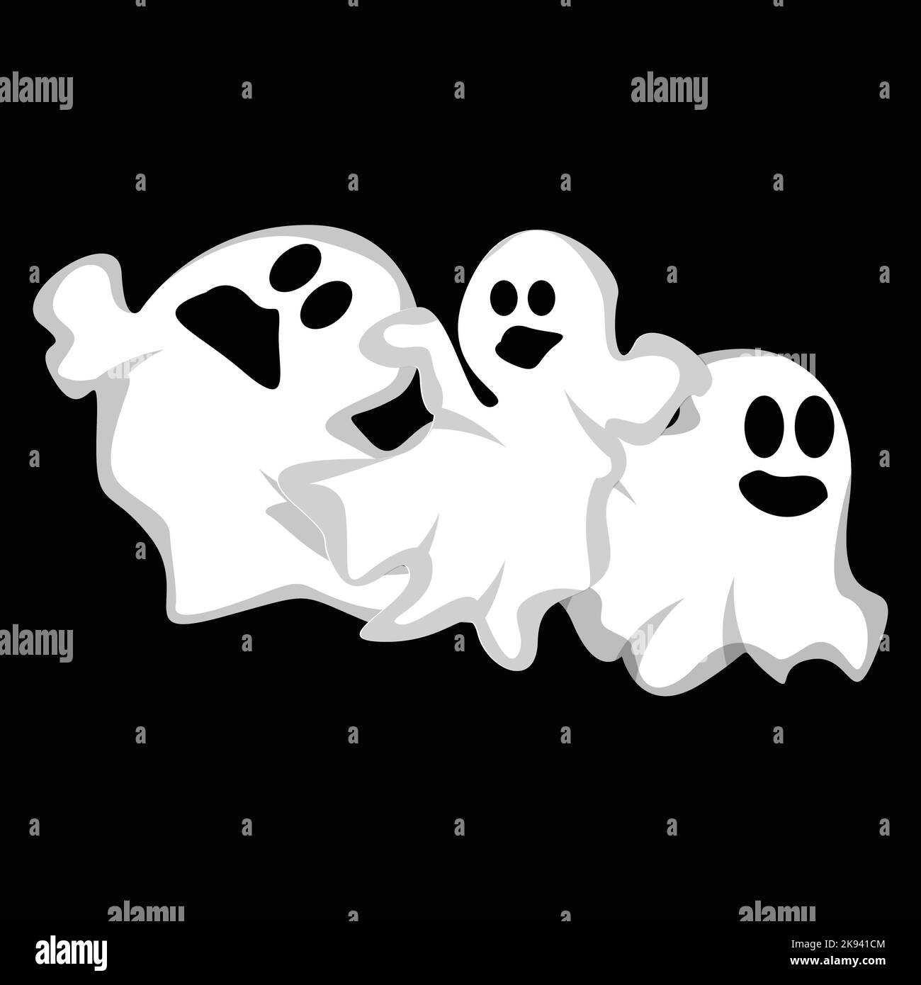 Ghost Logo Design, icona di Halloween, Halloween Costume Illustrazione, modello di banner celebrazione Illustrazione Vettoriale