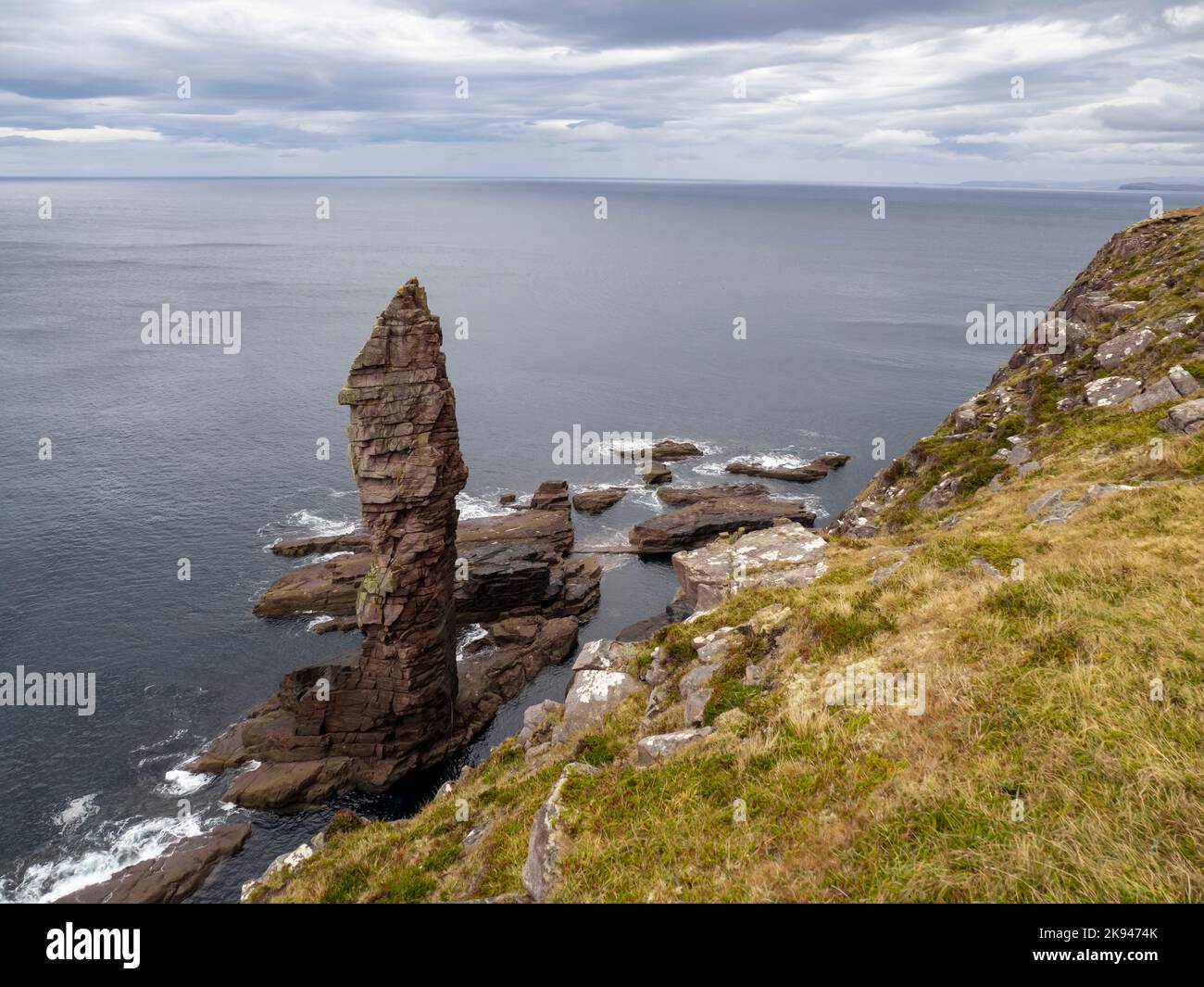 Lo stack marino dell'Old Man of Stoer ad Assynt, Scozia, Regno Unito. Foto Stock