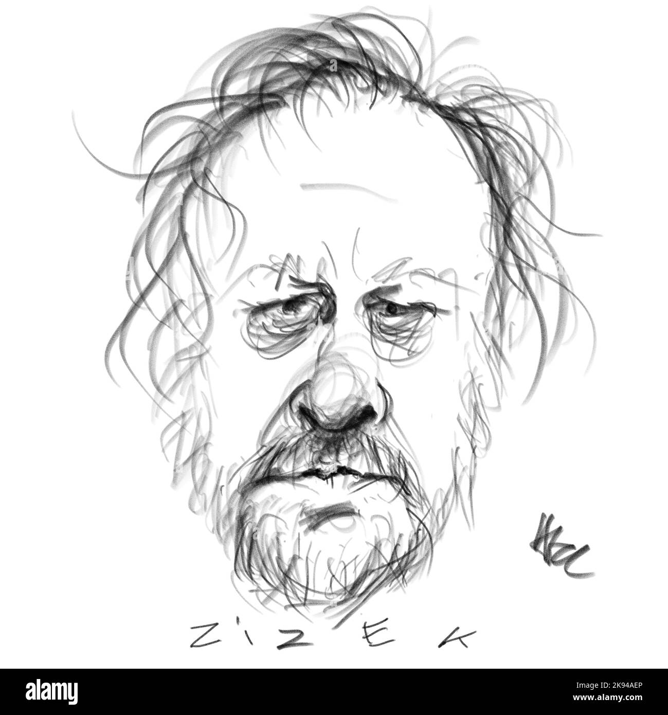 Ritratto del filosofo Slavoj Zizek Foto Stock Ritratto del filosofo Slavoj Zizek Foto Stock