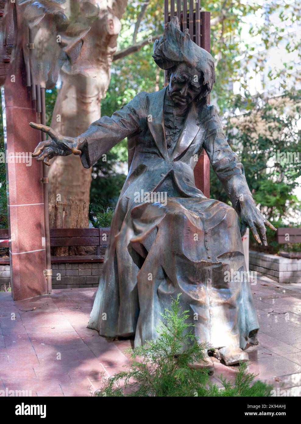 Statua di Franz Liszt di Marton László 1986, fotografata a Liszt Ferenc tér, Terézváros, Budapest, Ungheria Foto Stock