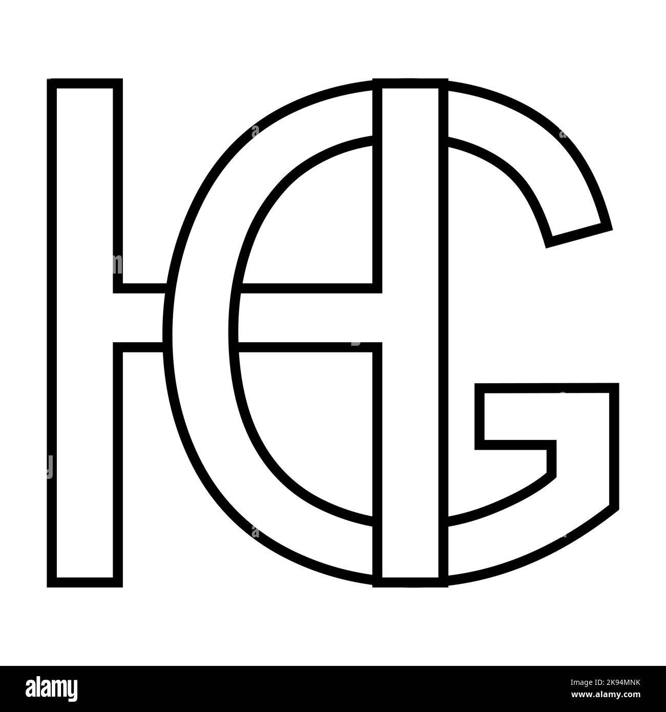 Logo Hg icona gh, lettere interlacciate nft g h Illustrazione Vettoriale