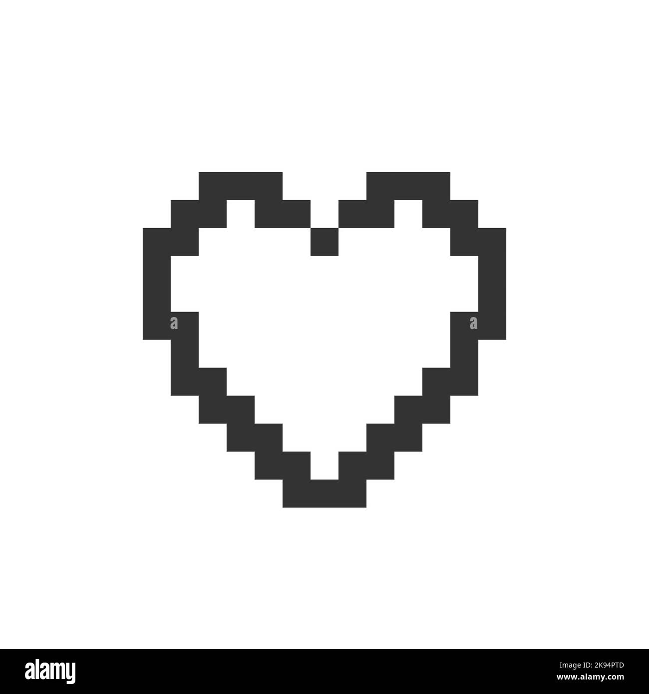 Icona dell'interfaccia utente con pixel a forma di cuore Illustrazione Vettoriale