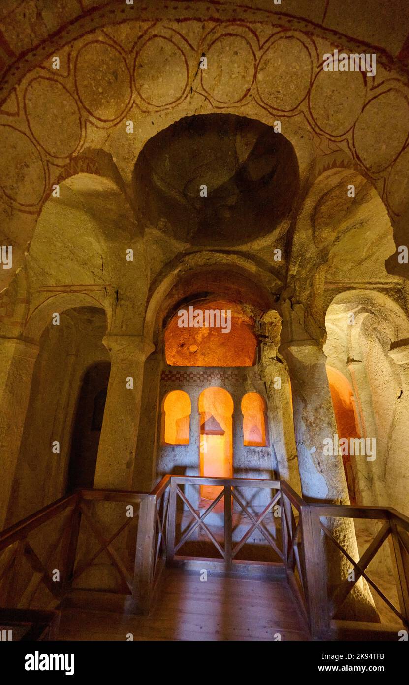 Chiesa della Croce di Malta, chiesa sotterranea di goreme museo all'aperto, Cappadocia, Anatolia, Turchia Foto Stock