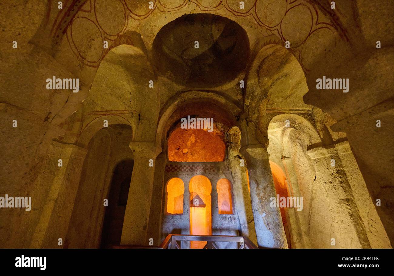 Chiesa della Croce di Malta, chiesa sotterranea di goreme museo all'aperto, Cappadocia, Anatolia, Turchia Foto Stock