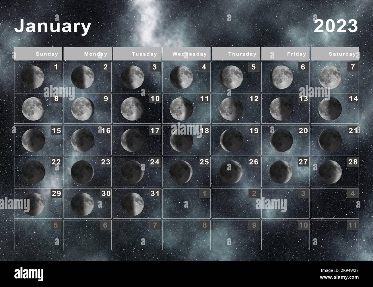 Calendario lunare 2023 immagini e fotografie stock ad alta risoluzione ...