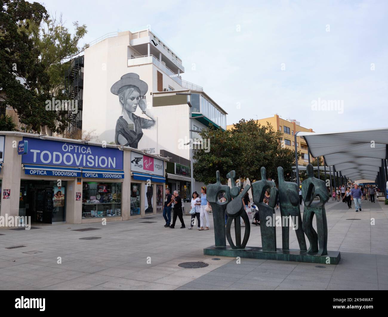 Scultura e pittura di Brigitte Bardot. Torremolinos, Málaga, Spagna. Foto Stock