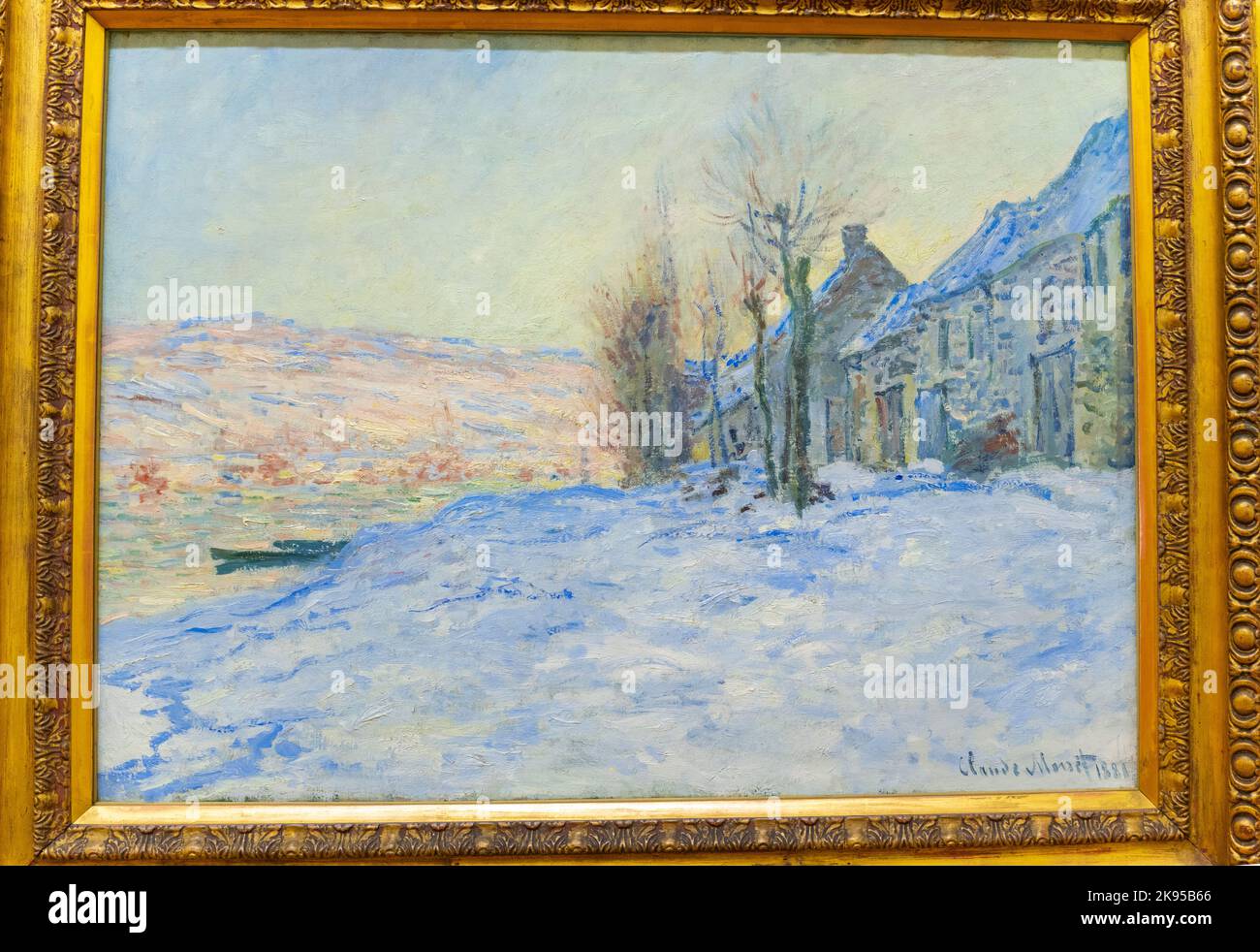 Irlanda Eire Dublin City Gallery il dipinto di Hugh Lane di Lavacourt sotto la neve di Claude Monet ca 1878- 81 villaggio vicino dove viveva Fiume Senna Foto Stock