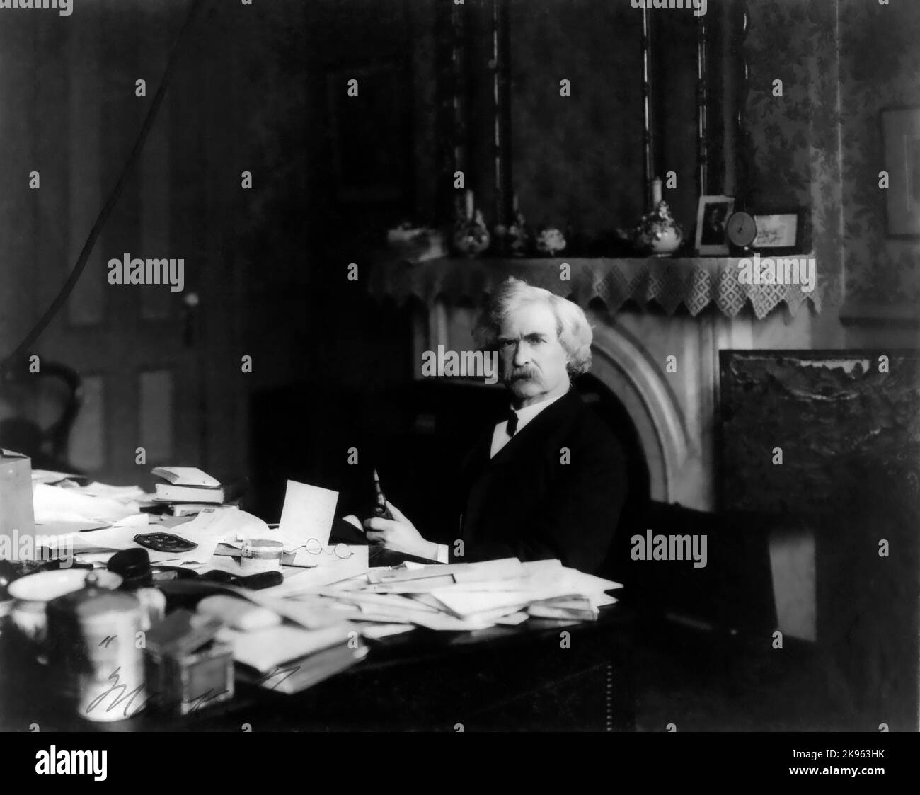 Mark Twain (Clemens, Samuel Langhorne ) - scrittore americano - (1835-1910) nel 1901 Foto Stock