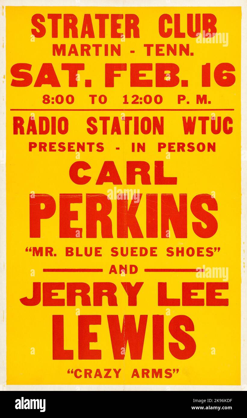Poster concerto Carl Perkins e Jerry Lee Lewis Strater Club (1957) Foto Stock