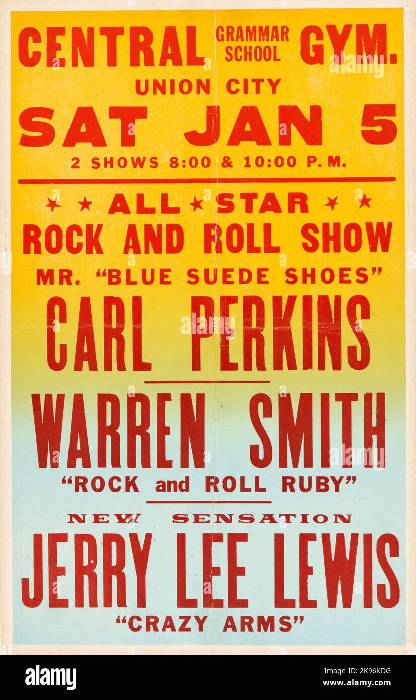 Carl Perkins, Jerry Lee Lewis 1957, poster dei concerti Rockabilly della Sun Records Foto Stock
