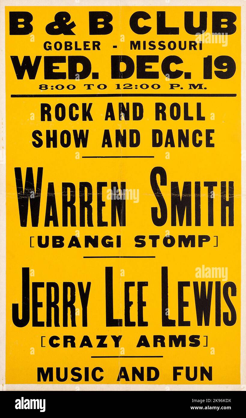 Poster concerto Jerry Lee Lewis B & B Club (1956) Foto Stock