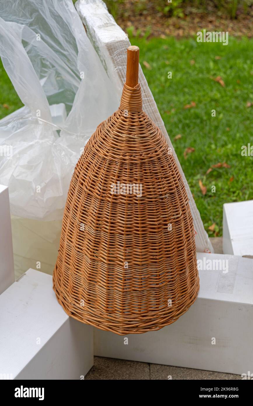 Cannuccia di vimini a spirale Swep capovolta Cosy Home Honey Bees Foto Stock