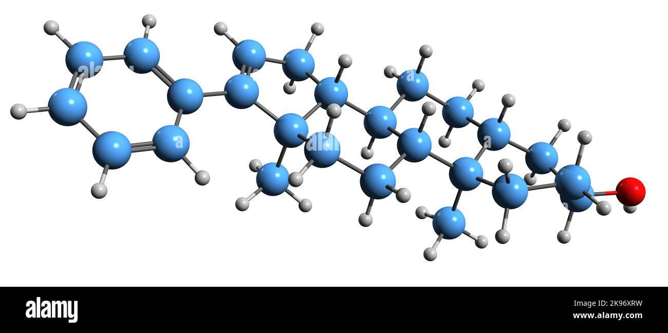 3D immagine di Phenylandrostenol formula scheletrica - struttura chimica molecolare del farmaco Neurosteroideo isolato su sfondo bianco Foto Stock