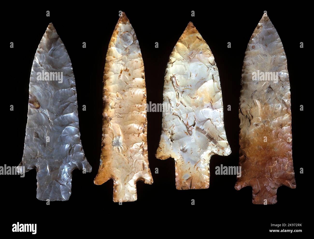 Punti di lancia, Illinois Late Archaic (4.000 a.C.), St. Louis, Missouri Foto Stock