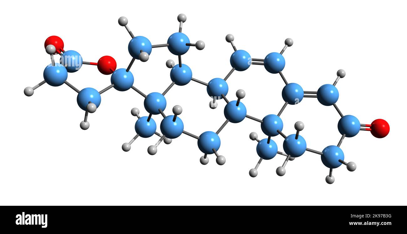 3D immagine dello spirolattone formula scheletrica - struttura chimica molecolare dello spirolattone antimineralocorticoide isolato su sfondo bianco Foto Stock