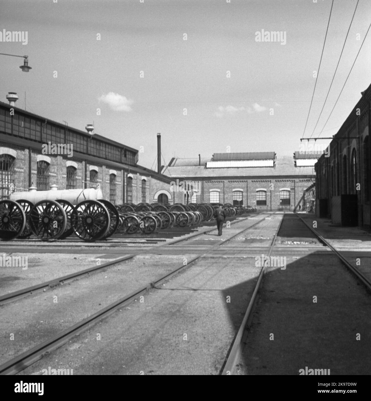 Örebro Workshop centrale. Parco ruote presso l'officina locomotiva. Foto Stock