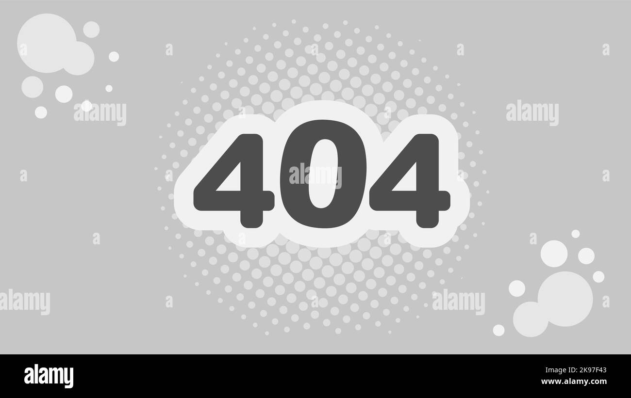 404 pagina in bianco e nero. modello di pagina web. 404 segno su sfondo mezzitoni. Foto Stock