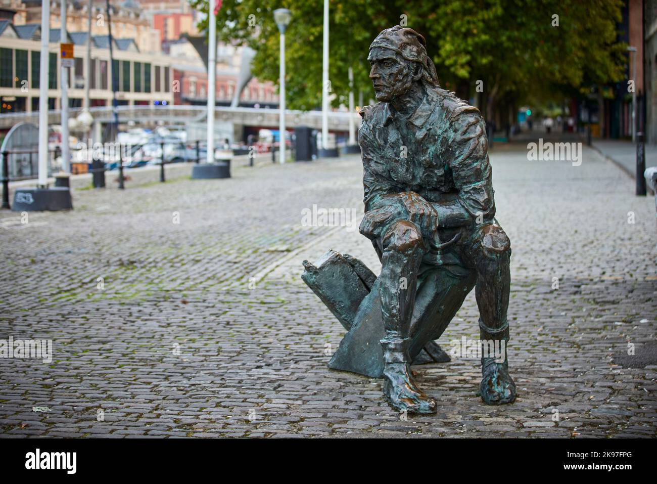 Centro di Bristol, statua di John Cabot, porto di Bristol dello scultore Stephen Joyce Foto Stock