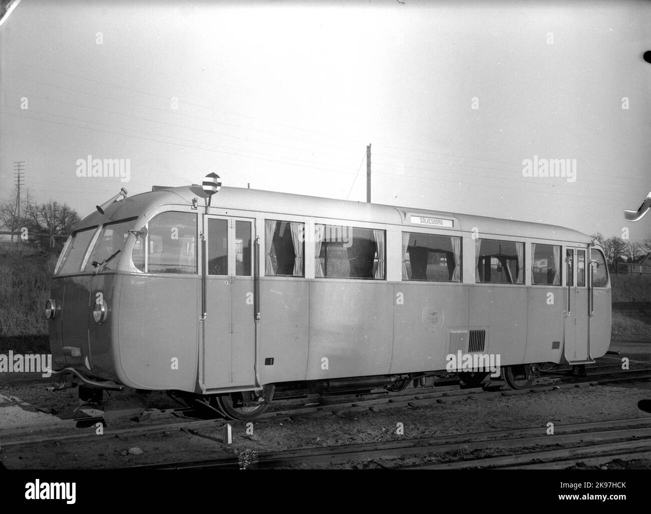 Blekinge Kustbanors (BKB) Rälsbuss numero 1, prodotto da Motala Workshop nel 1936 e con numero di fabbricazione 105. Foto Stock