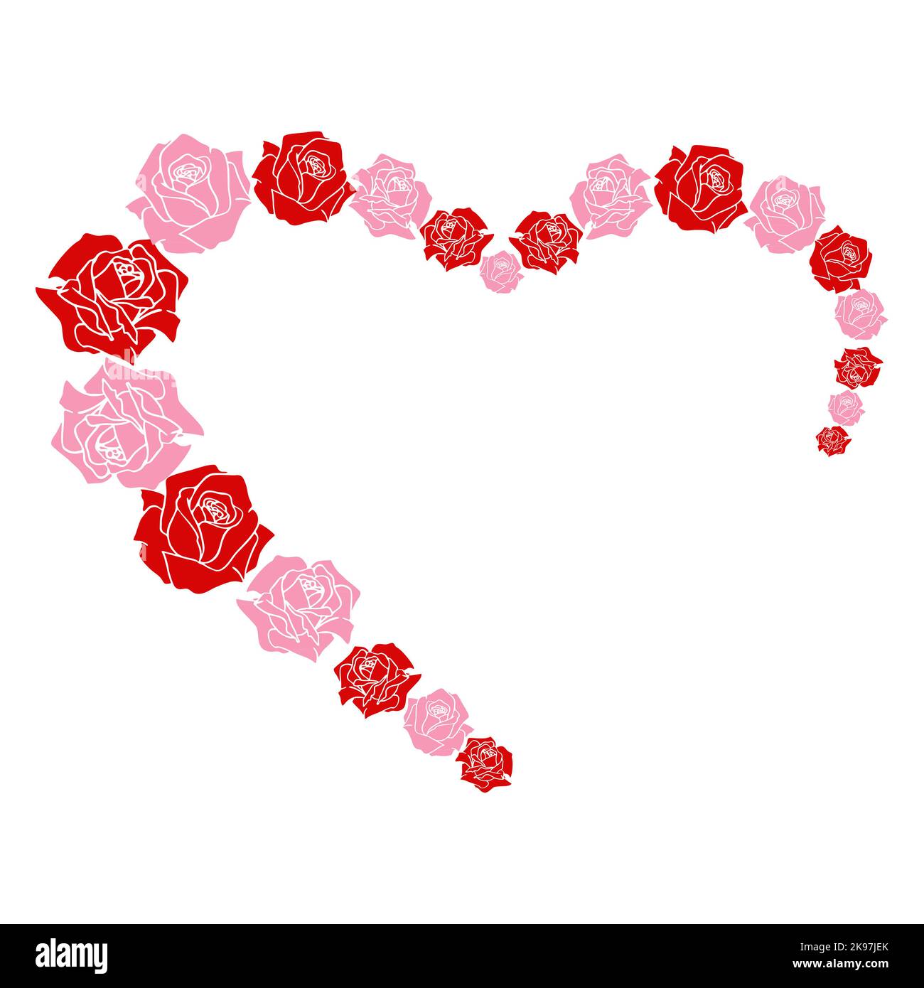 bordo rosa rosso e rosa a forma di cuore, biglietto d'auguri, design Foto Stock bordo rosa rosso e rosa a forma di cuore, biglietto d'auguri, design Foto Stock
