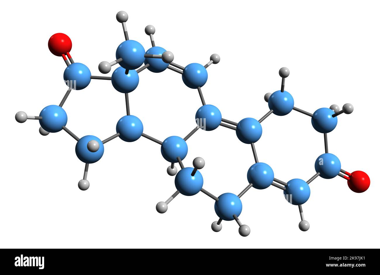 3D immagine di Trendione formula scheletrica - struttura chimica molecolare del proormone androgeno isolato su sfondo bianco Foto Stock