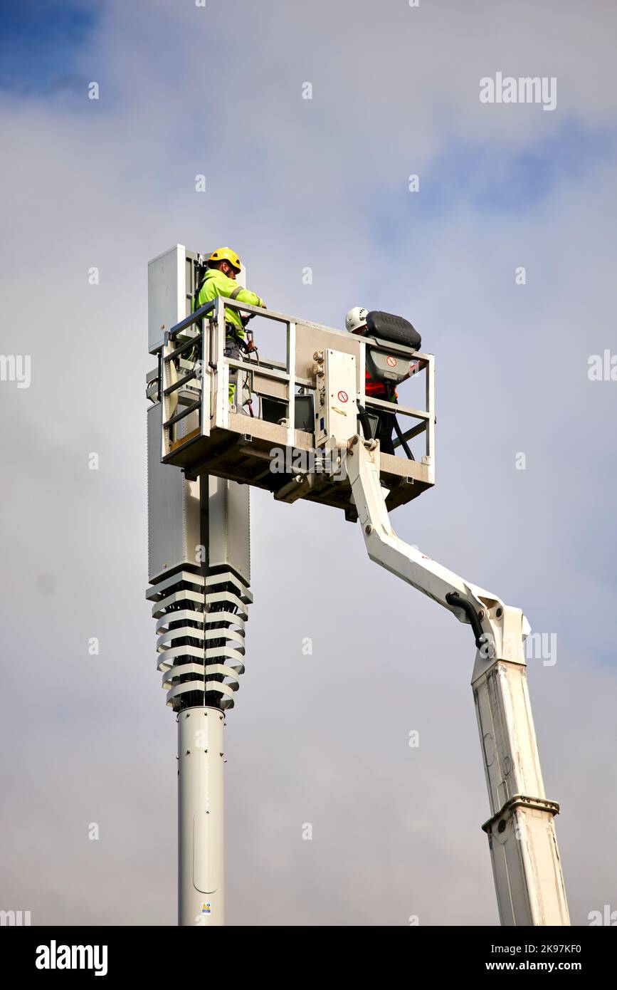 5G asta telefonica in costruzione a Tameside GTR Manchester Foto Stock