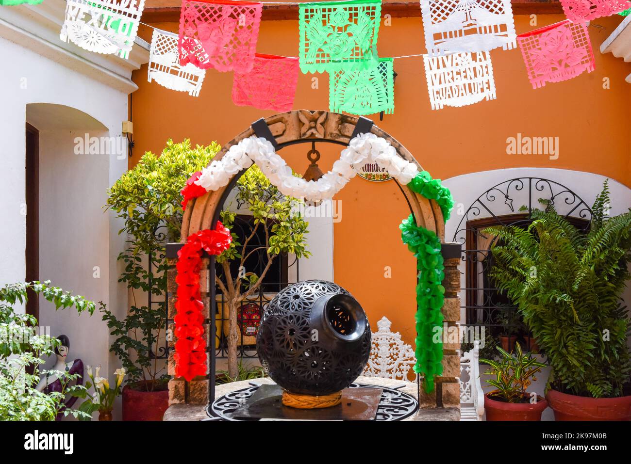 Città di Oaxaca, Messico, cortile Foto Stock