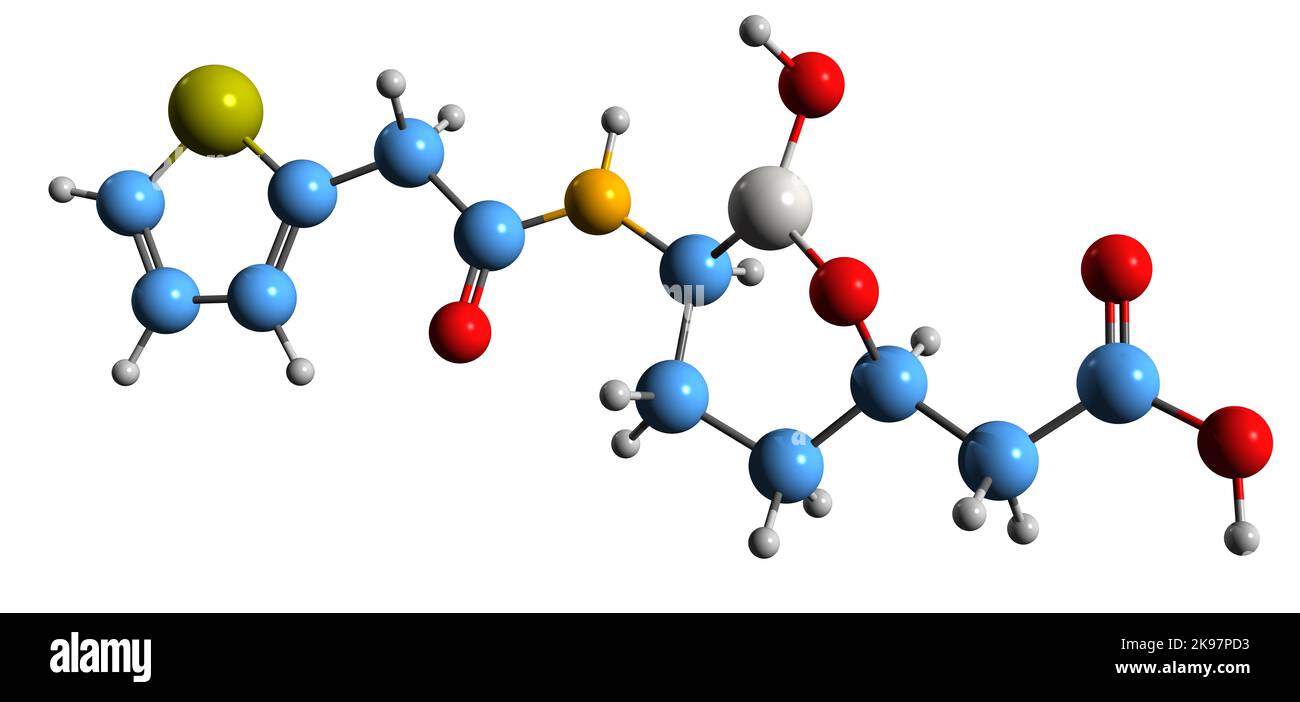 3D immagine di Vaborbactam formula scheletrica - struttura chimica molecolare dell'inibitore della beta-lattamasi isolato su sfondo bianco Foto Stock