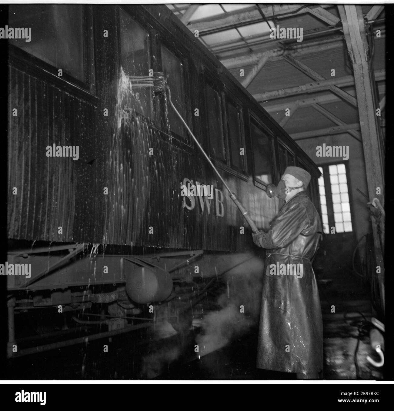 Ferrovia Stoccolma-Västerås-Bergslagens, SWB, Auto su Vagnvätt. Foto Stock