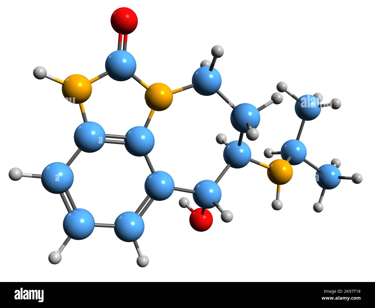3D immagine di Zilpaterol formula scheletrica - struttura chimica molecolare di agonisti Beta2-adrenergici isolati su sfondo bianco Foto Stock