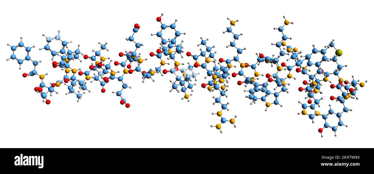 3D immagine dell'ormone adrenocorticotropico formula scheletrica - struttura chimica molecolare dell'adrenocorticotropina isolata su sfondo bianco Foto Stock
